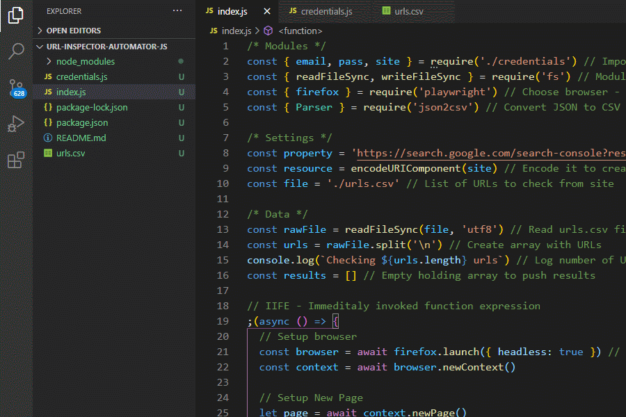 Update credentials.js with your Search Console credentials