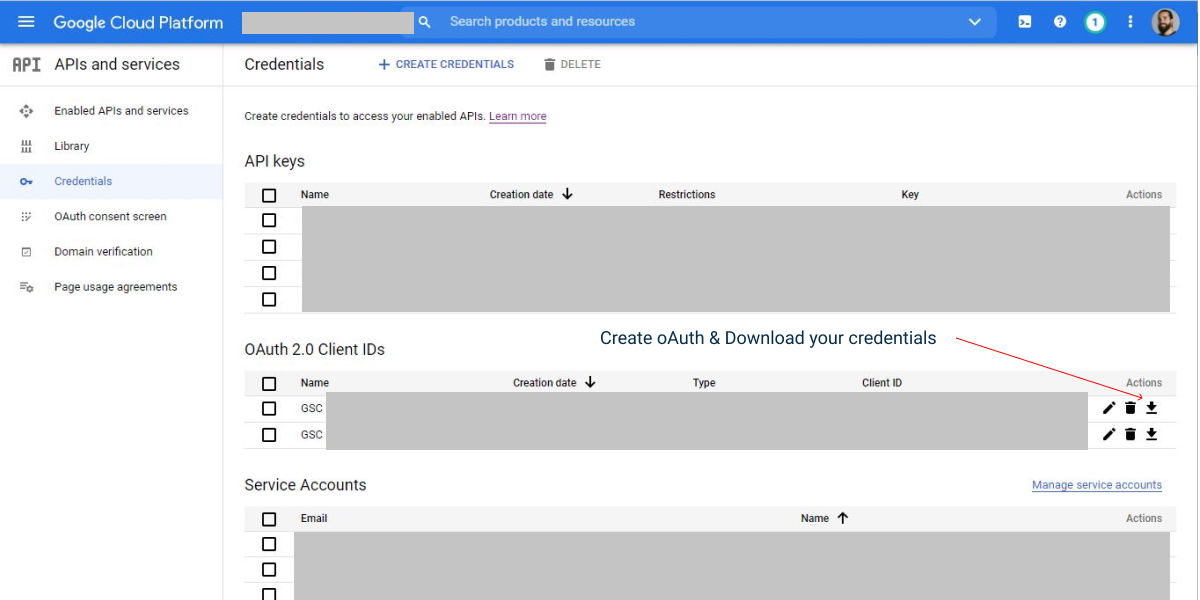 Credentials from Google Cloud Platform